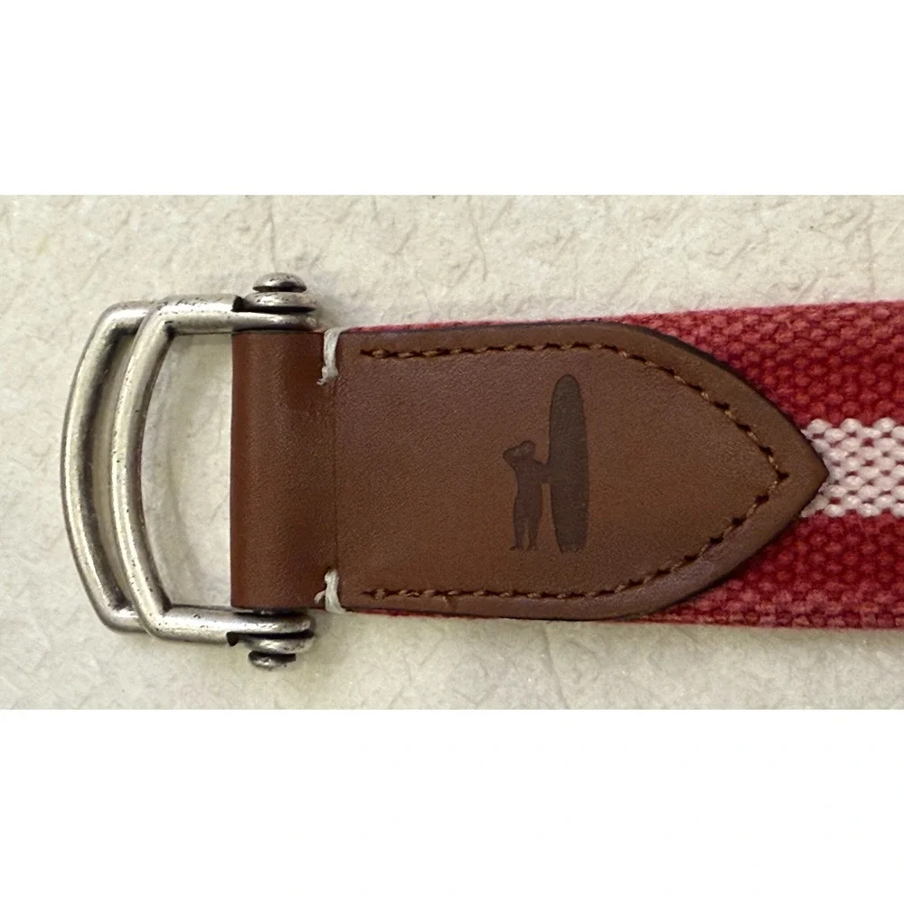 NEW JOHNNIE-O RED WHITE STRIPE KISKEN D-RING BELT GOLF SZ M